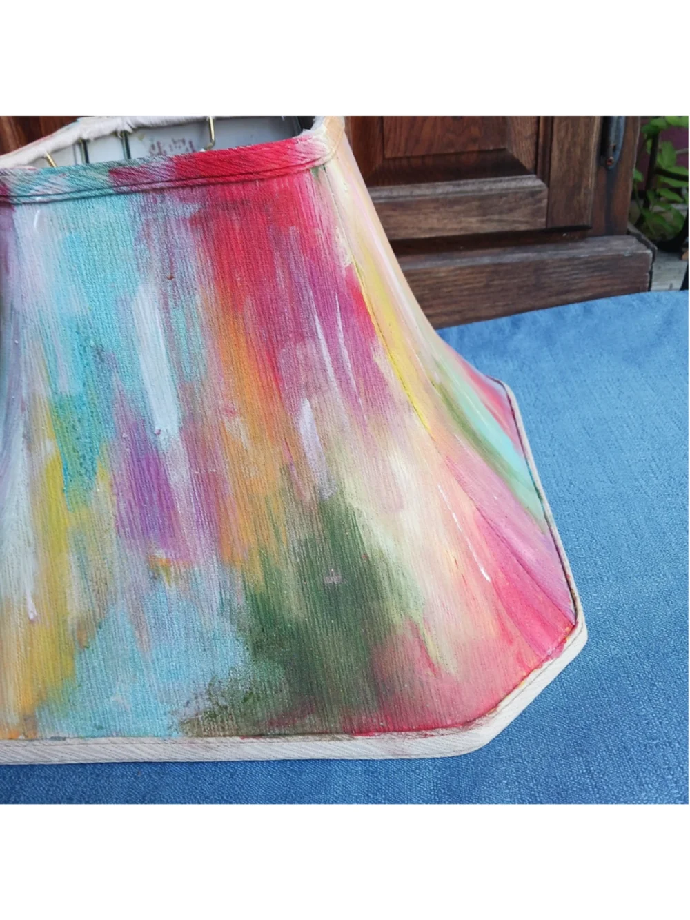 Whimsical Art Hand-painted Colorful tie-dye Square Lamp Shade 15 X 15 X 10 90s